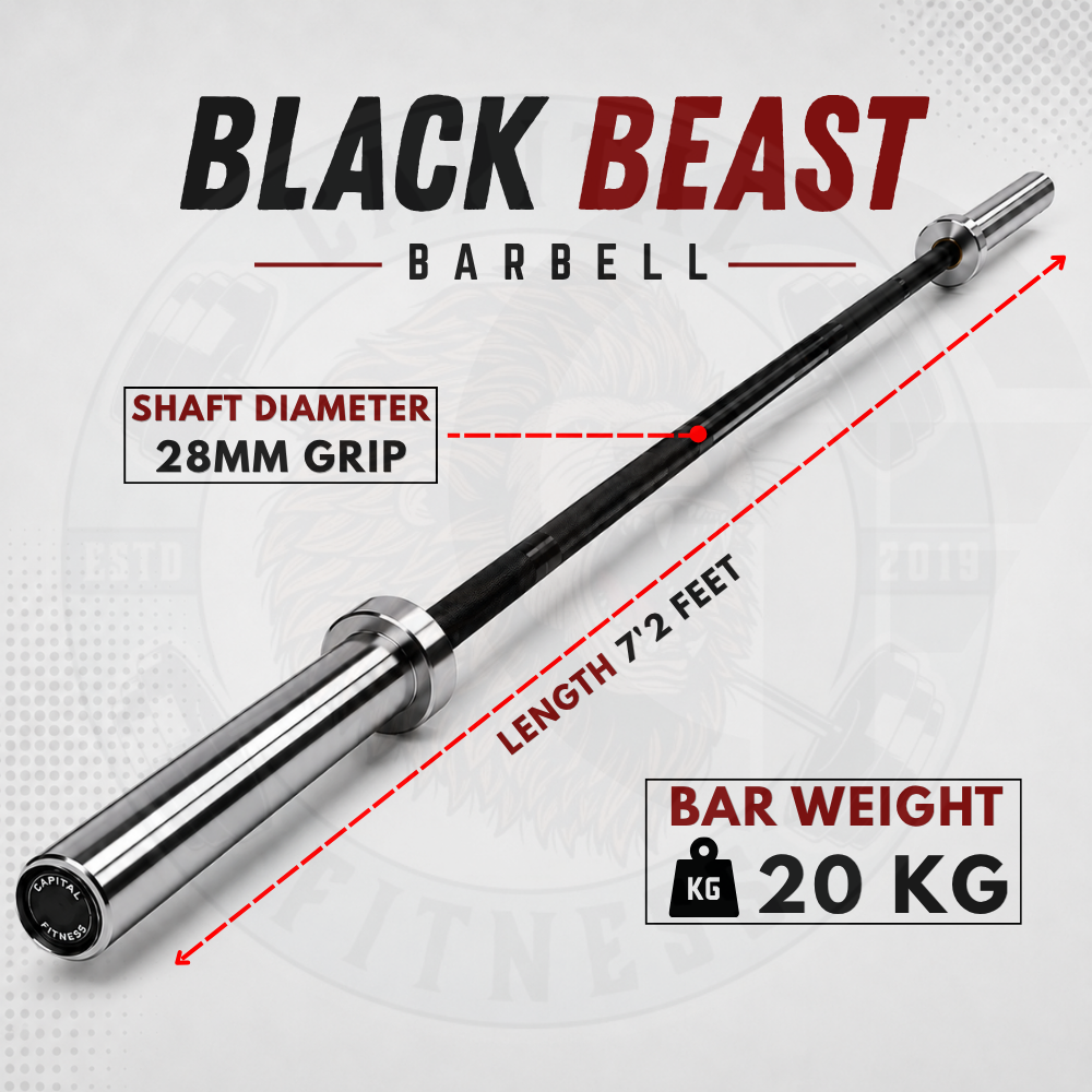 Black Beast Barbell – 7.2 Feet Olympic Barbell