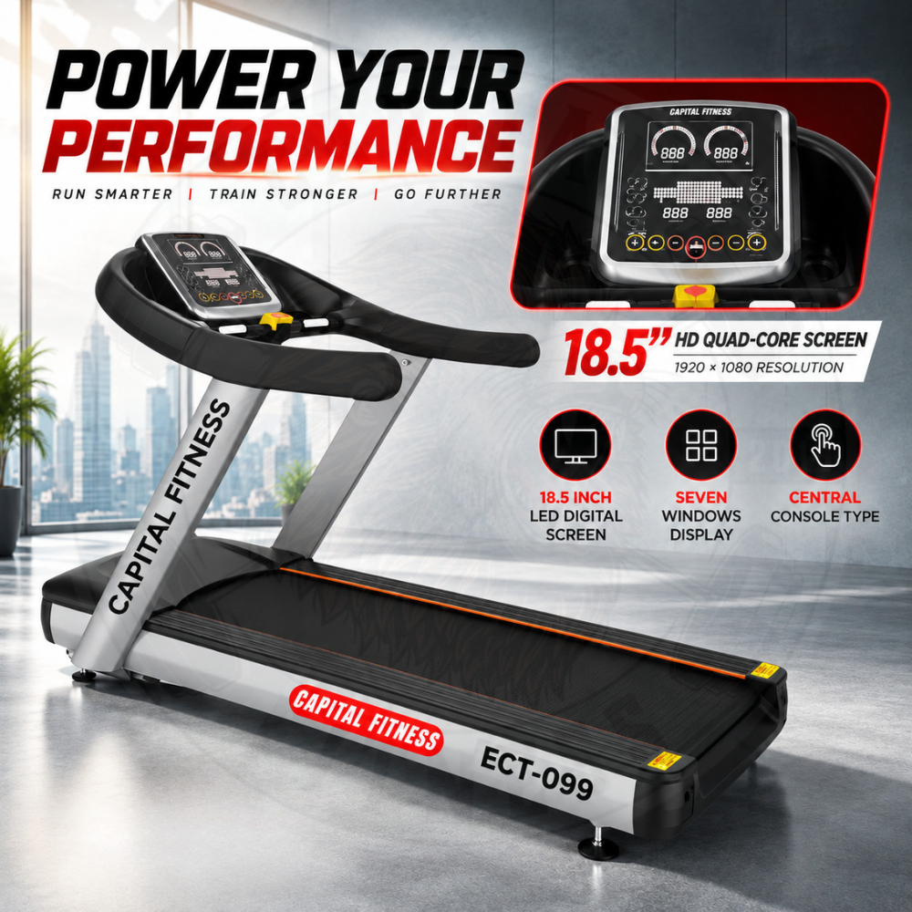 ECT-099 Commercial Treadmill – 4HP Motor, 8HP Peak | Capital Fitness