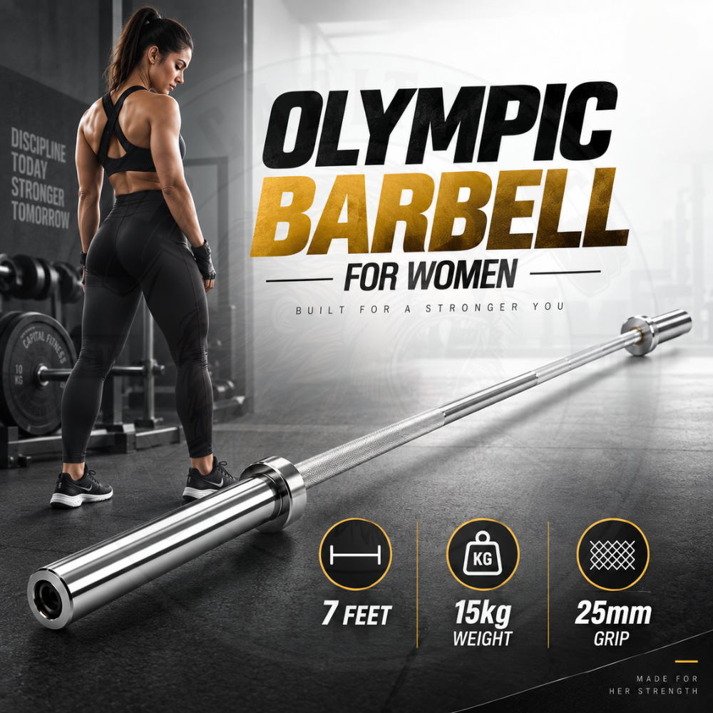 Olympic Barbell 7 Feet 15kg Weight 25mm Grip for Women