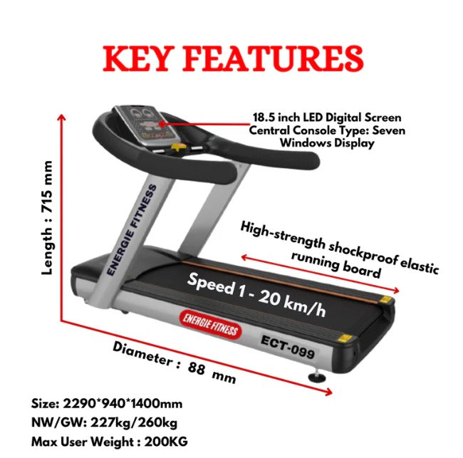 ECT 099 4HP 8HP Peak Commercial Treadmill