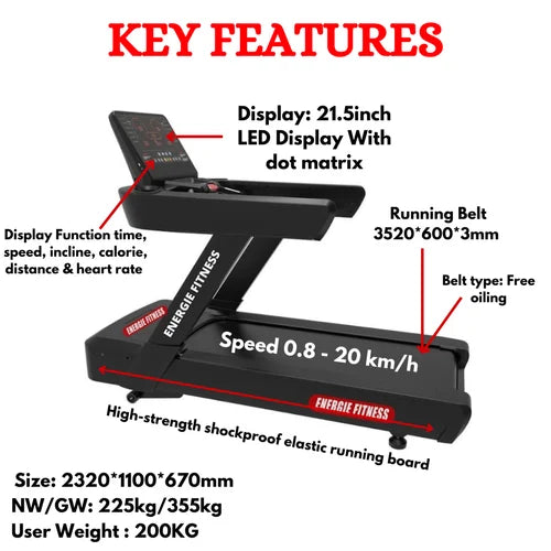 ECT 107 4HP 8HP Peak Commercial Treadmill
